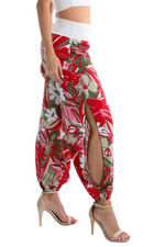 Load image into Gallery viewer, Painted Floral Print Satin Babucha Tango Pants