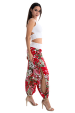 Load image into Gallery viewer, Painted Floral Print Satin Babucha Tango Pants