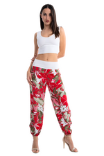 Load image into Gallery viewer, Painted Floral Print Satin Babucha Tango Pants