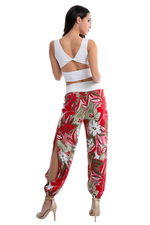 Load image into Gallery viewer, Painted Floral Print Satin Babucha Tango Pants