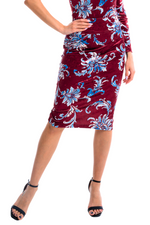 Load image into Gallery viewer, Paisley Floral Print Velvet Pencil Skirt