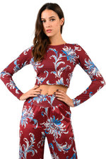 Load image into Gallery viewer, Paisley Floral Print Top With Draped Overlap Back