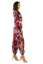 Load image into Gallery viewer, Paisley Floral Print Top With Draped Overlap Back