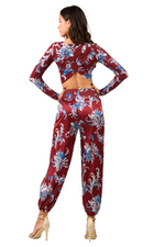 Load image into Gallery viewer, Paisley Floral Print Top With Draped Overlap Back