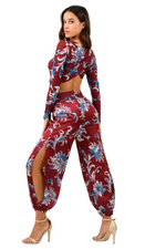 Load image into Gallery viewer, Paisley Floral Print Top With Draped Overlap Back