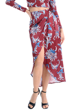 Load image into Gallery viewer, Paisley Floral Print Satin Wrap Dance Skirt
