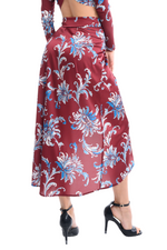 Load image into Gallery viewer, Paisley Floral Print Satin Wrap Dance Skirt