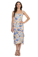 Load image into Gallery viewer, Pastel Blossom Side Ruffled Midi Dress