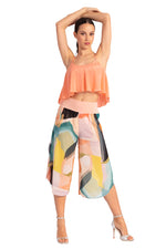 Load image into Gallery viewer, Peach Loose Crop Top With Bust Lining
