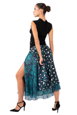 Load image into Gallery viewer, Petrol Blue Mixed Print Two-layer Skirt