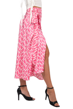 Load image into Gallery viewer, Pink Abstract Print Satin Wrap Dance Skirt