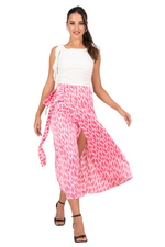 Load image into Gallery viewer, Pink Abstract Print Satin Wrap Dance Skirt