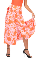 Load image into Gallery viewer, Pink & Coral Floral Satin Wrap Dance Skirt