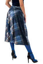Load image into Gallery viewer, Person wearing a blue plaid skirt on a white background