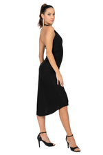 Load image into Gallery viewer, Plunge Halter Shimmering Dress with Metallic Detail