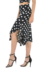 Load image into Gallery viewer, Polka-Dot Bodycon Midi Dance Skirt With Side Ruffles