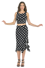 Load image into Gallery viewer, Polka-Dot Bodycon Midi Dance Skirt With Side Ruffles