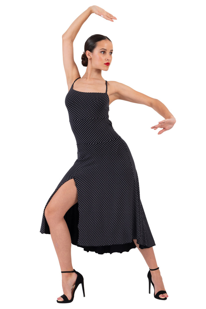 Polka Dot Keyhole Back Midi Tango Dress