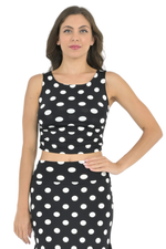 Load image into Gallery viewer, Polka Dot Side Gathered Crop Top