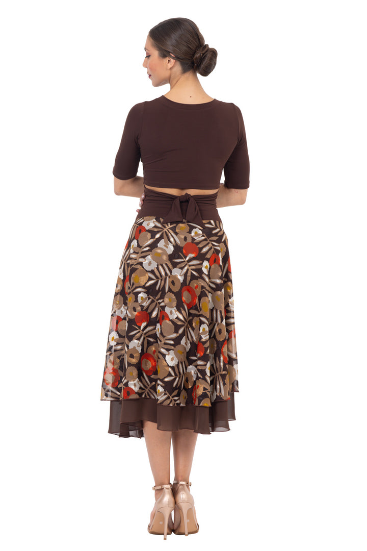 Poppy Print Georgette Two-layer Skirt