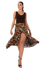 Load image into Gallery viewer, Poppy Print Two-layer Wrap Dance Skirt