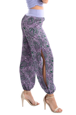 Load image into Gallery viewer, Purple Paisley Print Satin Babucha Tango Pants