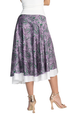 Load image into Gallery viewer, Purple Paisley Print Two-layer Satin Dance Skirt