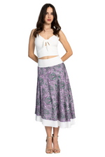 Load image into Gallery viewer, Purple Paisley Print Two-layer Satin Dance Skirt