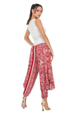 Load image into Gallery viewer, Red Mandala Paisley Print Harem Pants With Slits