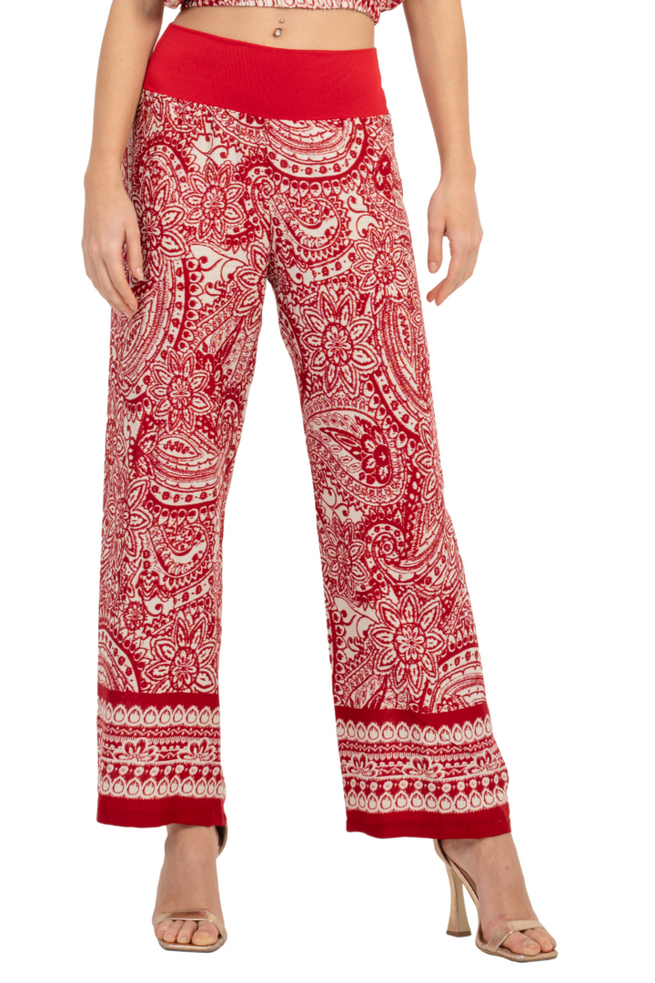 Red Mandala Paisley Print Tango Pants