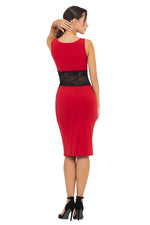 Load image into Gallery viewer, Red Tango Dress With Black Lace Waistband