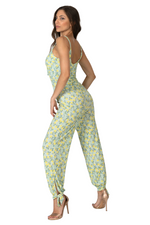 Load image into Gallery viewer, Retro Tropical Sleeveless Front Tie Jumpsuit