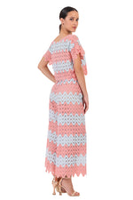 Load image into Gallery viewer, Salmon and Mint Zig Zag Lace Wide-Leg Tango Pants
