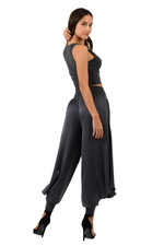 Load image into Gallery viewer, Satin Pants With Slits And Ankle Cuffs