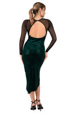 Load image into Gallery viewer, Sequin Velvet Dance Dress With Mesh Sleeves