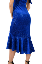 Load image into Gallery viewer, Sequin Velvet Ruffled Dress With Bow Details