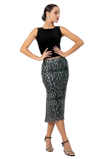 Load image into Gallery viewer, Sequin Snake Print Tango Skirt With Center Back Slit