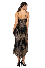 Load image into Gallery viewer, Sequin Tango Midi Dress With Asymmetric Neckline
