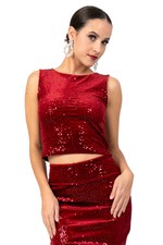 Load image into Gallery viewer, Sequin Velvet Sleeveless Crop Top
