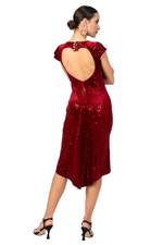 Load image into Gallery viewer, Sequin Velvet Tango Dress With Heart Cutout