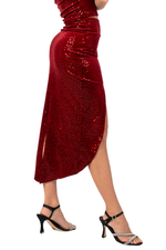 Load image into Gallery viewer, Sequin Velvet Tango Skirt With Curved Front Slit