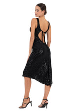 Load image into Gallery viewer, Sequinned Dress With Keyhole Tie Back
