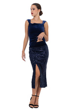 Load image into Gallery viewer, Sequinned Midi Pencil Tango Skirt With Slit
