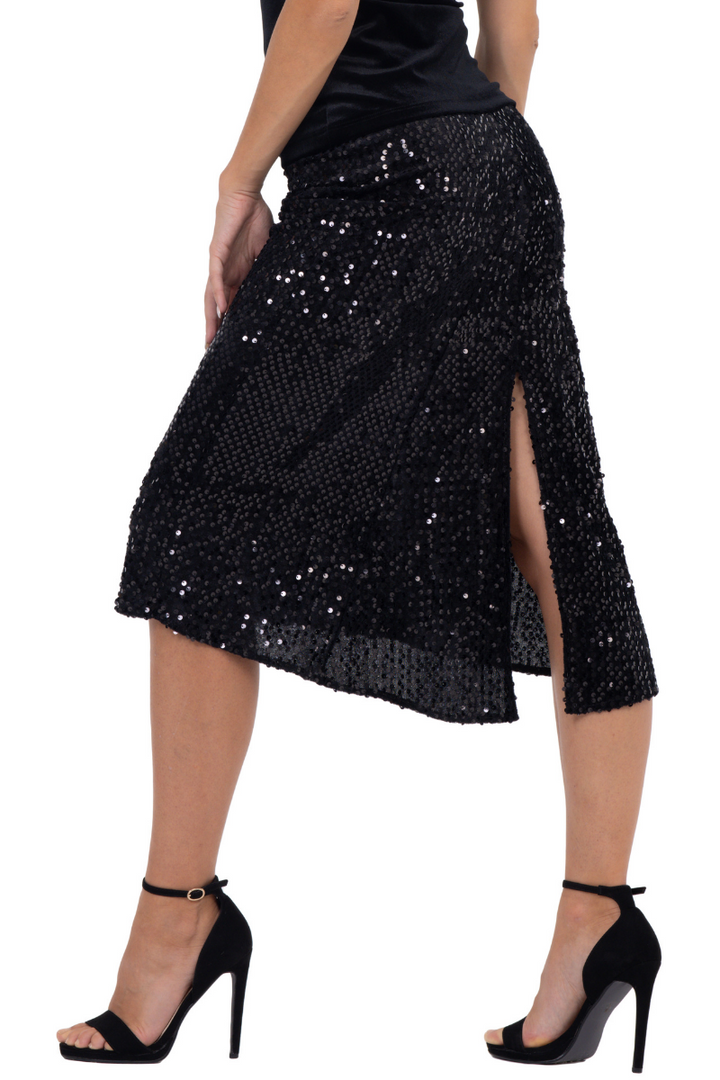 Sequinned Tango Skirt With Center Back Slit