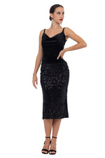 Load image into Gallery viewer, Sequinned Tango Skirt With Center Back Slit