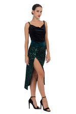 Load image into Gallery viewer, Sequinned Wrap Tango Midi Skirt With High Slit
