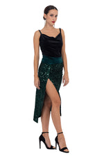 Load image into Gallery viewer, Sequinned Wrap Tango Midi Skirt With High Slit