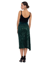 Load image into Gallery viewer, Sequinned Wrap Tango Midi Skirt With High Slit