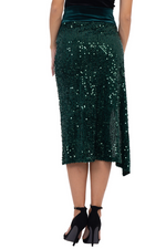 Load image into Gallery viewer, Sequinned Wrap Tango Midi Skirt With High Slit