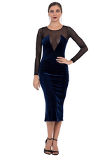 Load image into Gallery viewer, Sexy Velvet Tango Dress With Mesh Décolletage Back and Sleeves